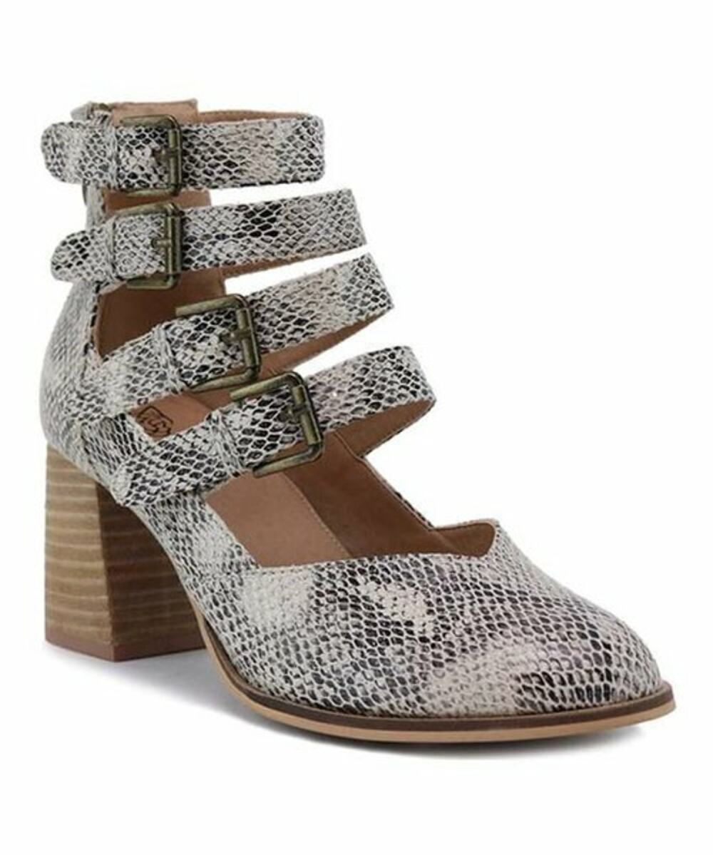 Beast Fashion Claira Snake Print Boho Southwestern Buckle Heels Women's Size 9